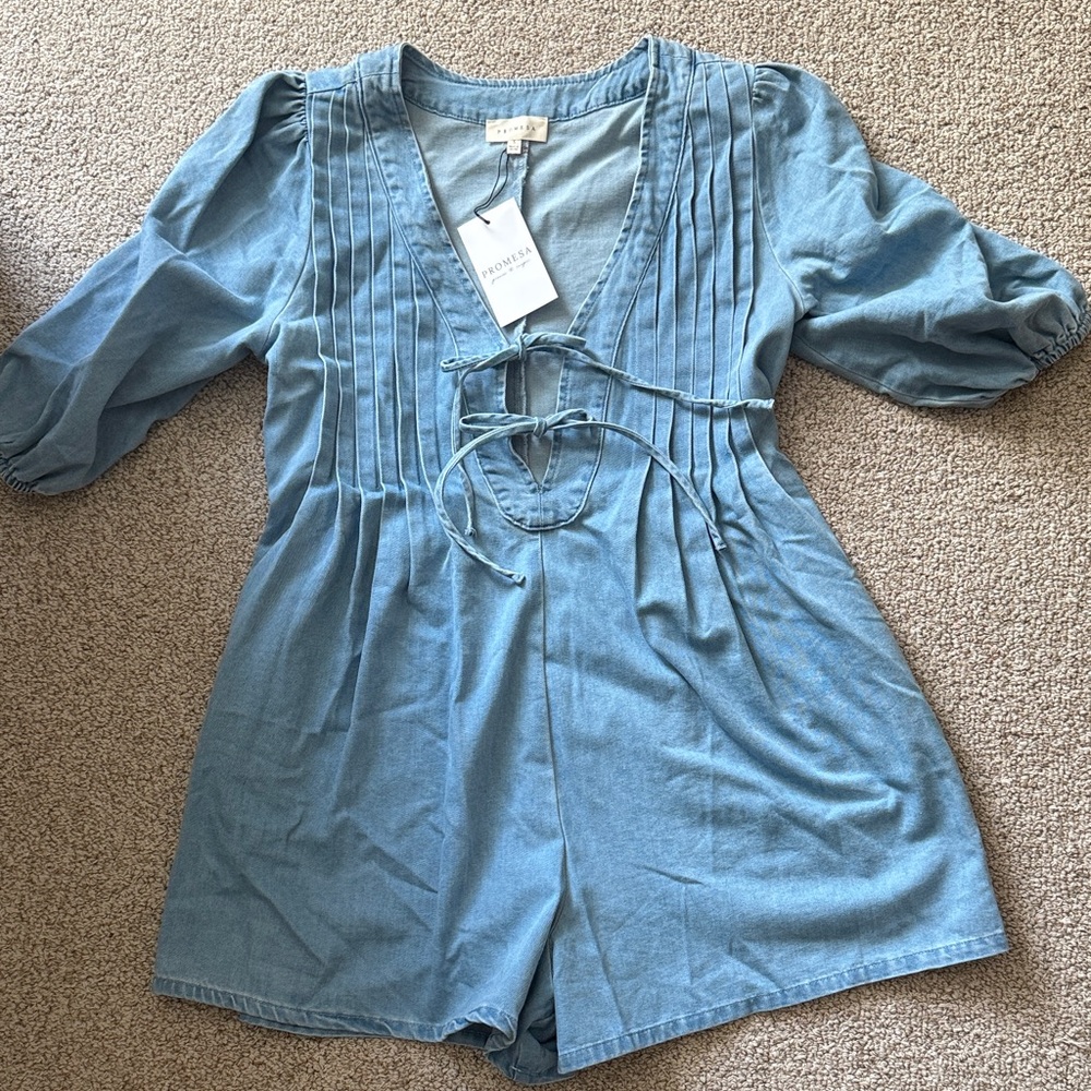Promesa Light Blue Denim Romper
